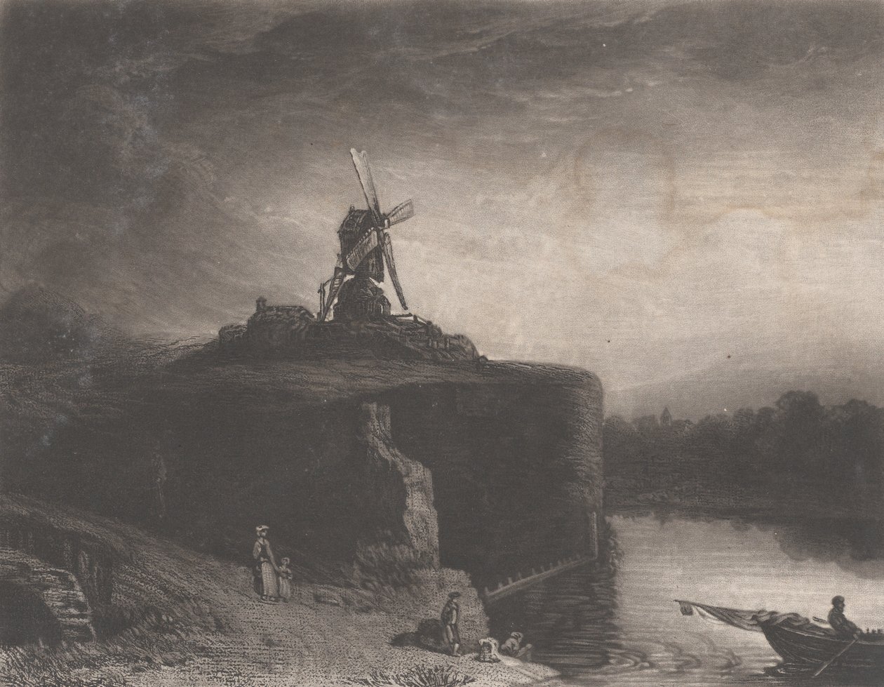 Rembrandts molen, 1823 door Charles Turner
