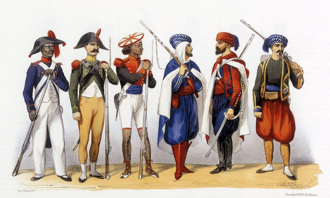 Uniformen van het Franse koloniale leger door Charles Vernier