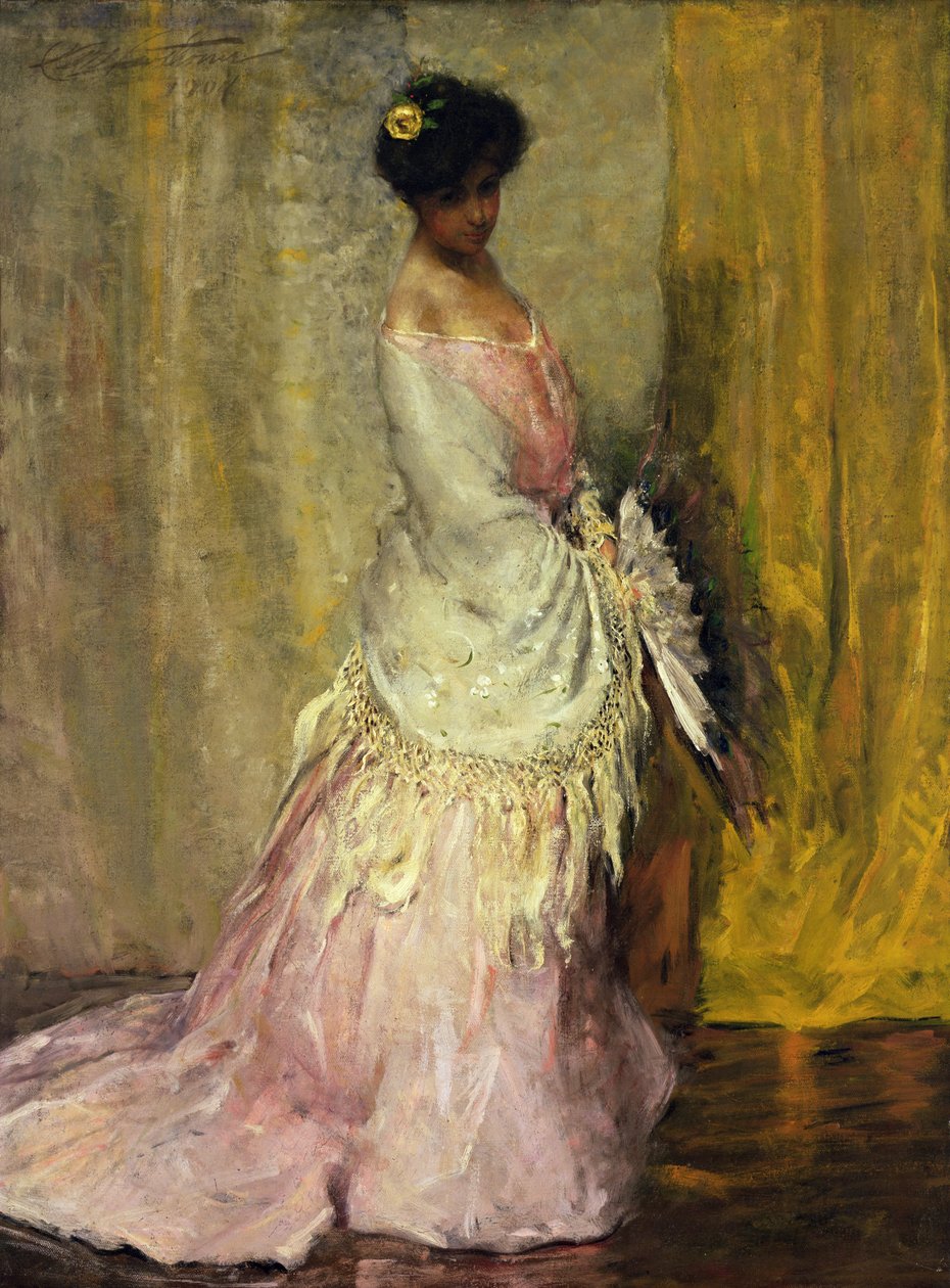 Meisje met gele sjaal door Charles Webster Hawthorne
