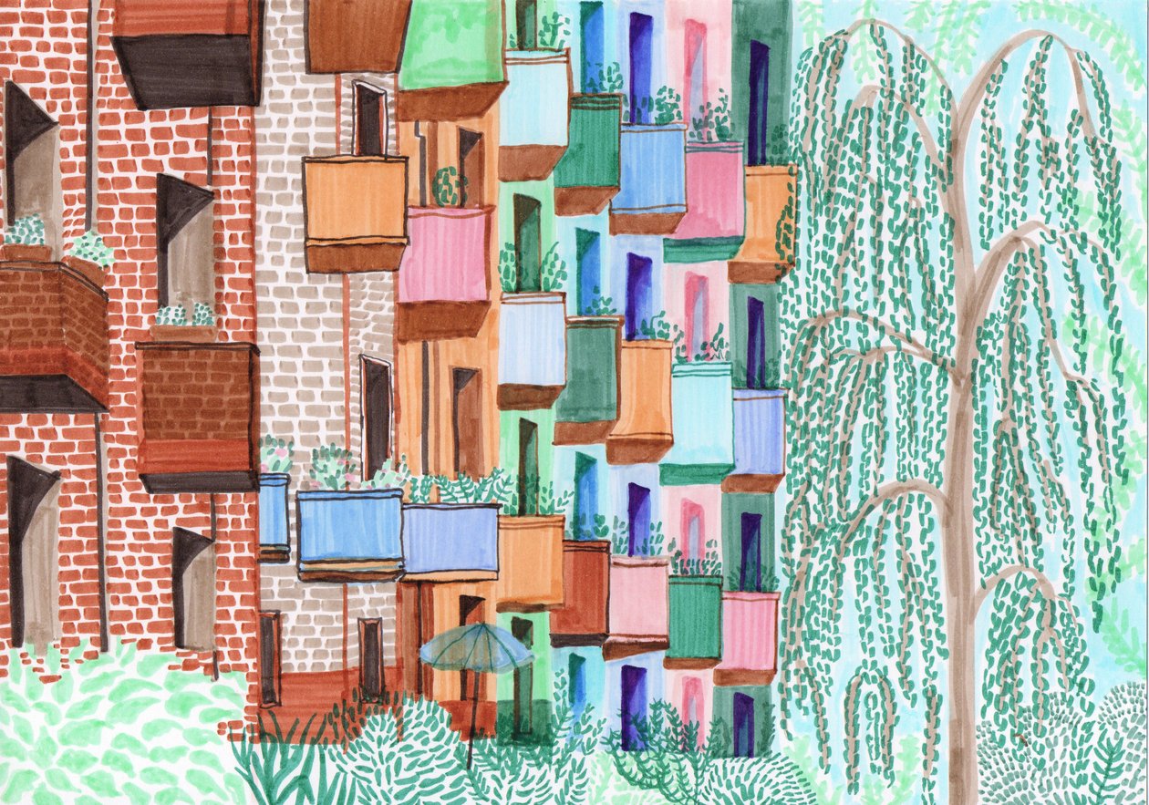Balkons van Kreuzberg, 2017 door Charlotte Orr