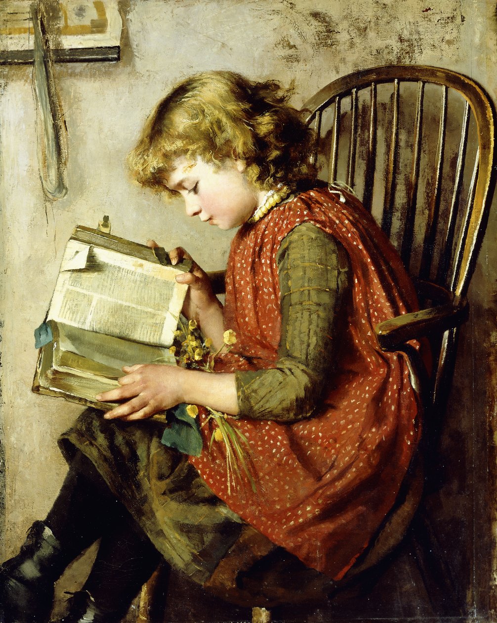 Een jong meisje lezend, 1890 door Charlotte Weeks