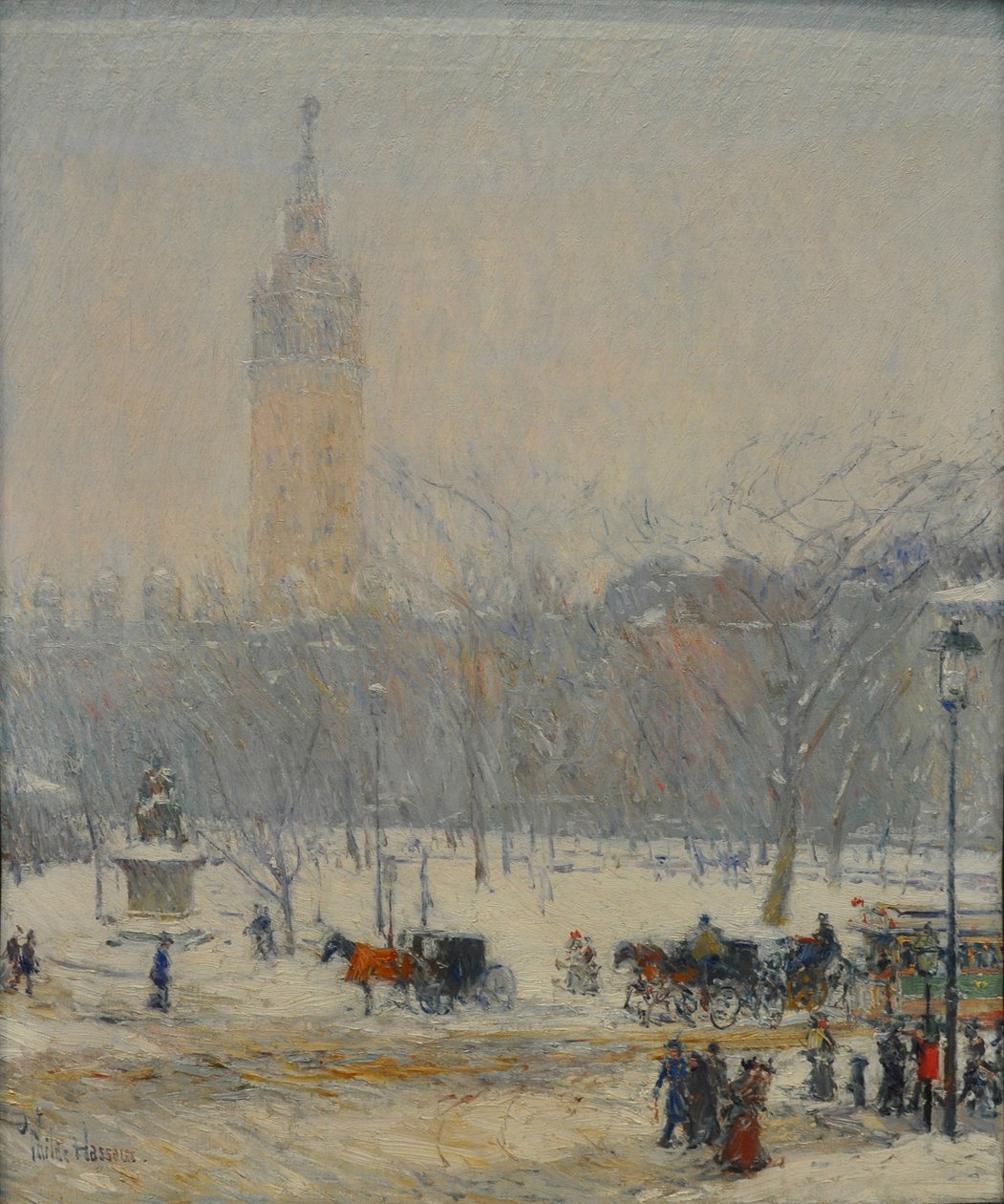 Sneeuwstorm, Madison Square door Childe Hassam