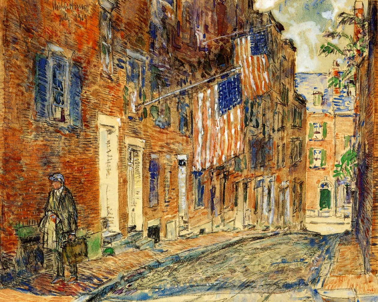 Acorn Street, Boston door Childe Frederick Hassam