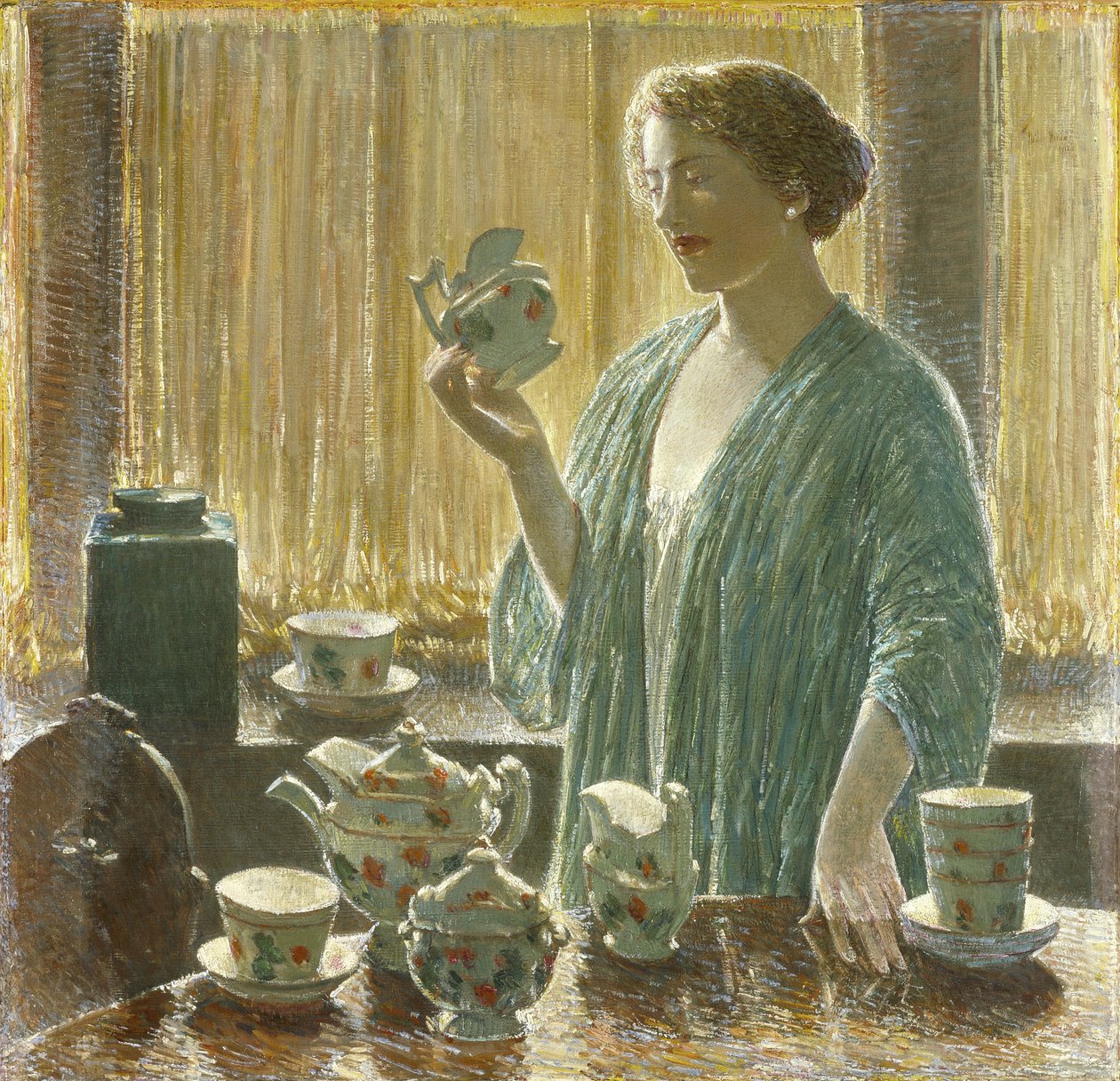 Aardbeientheeset door Childe Frederick Hassam
