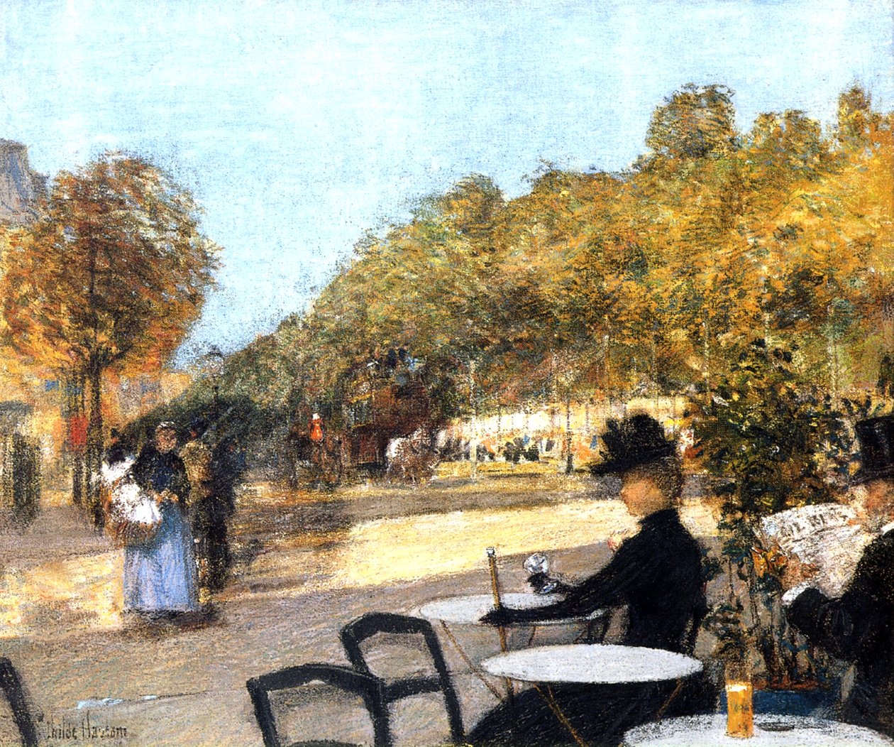 Het Caféterras door Childe Frederick Hassam