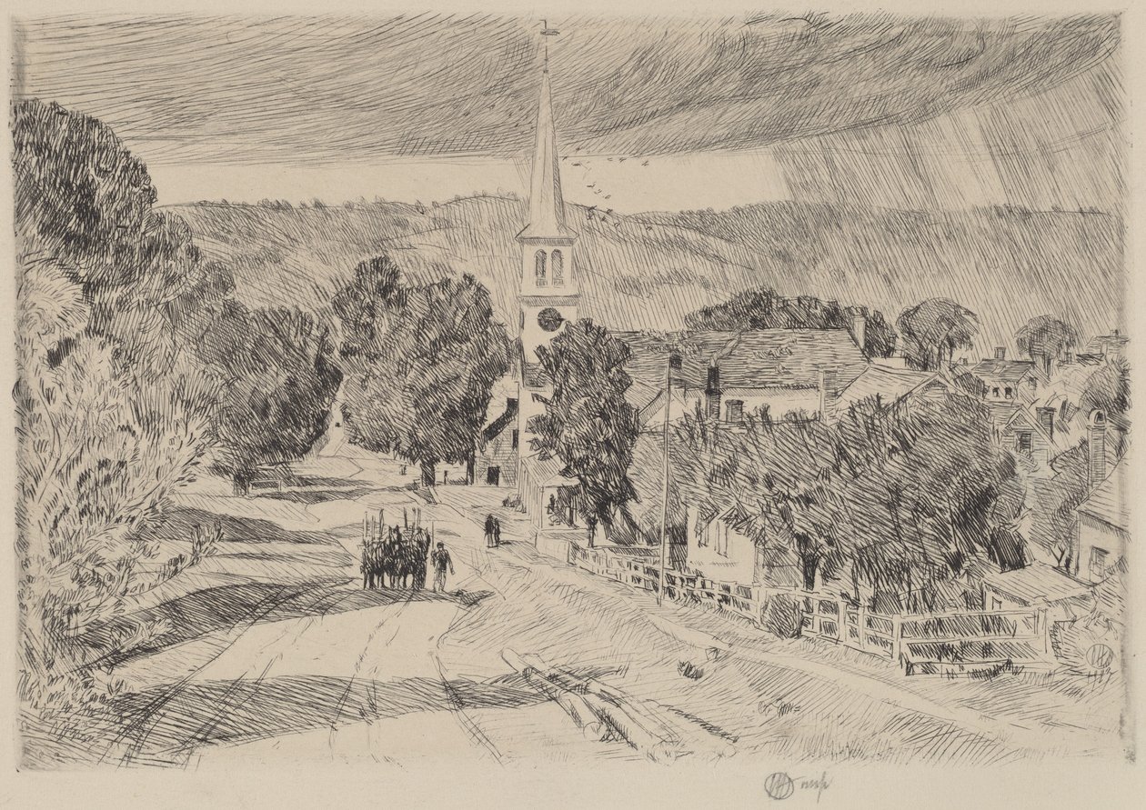 Een Dorp in Vermont door Childe Hassam