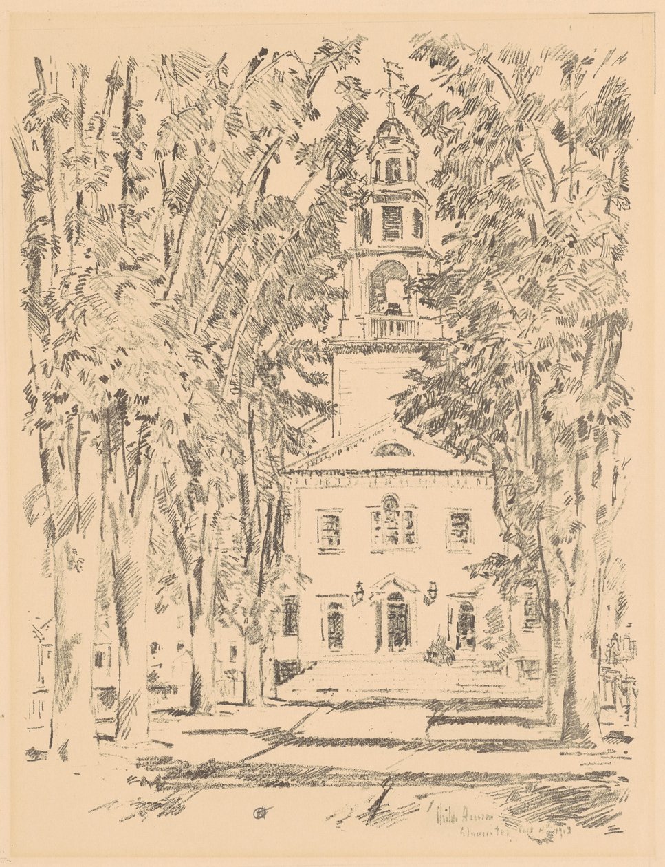 Koloniale kerk, Gloucester door Childe Hassam