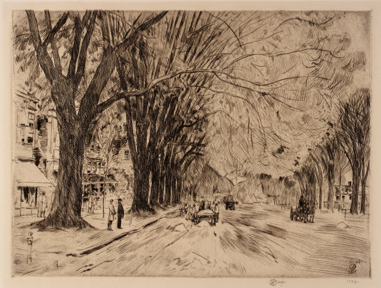 Easthampton Elms in mei door Childe Hassam