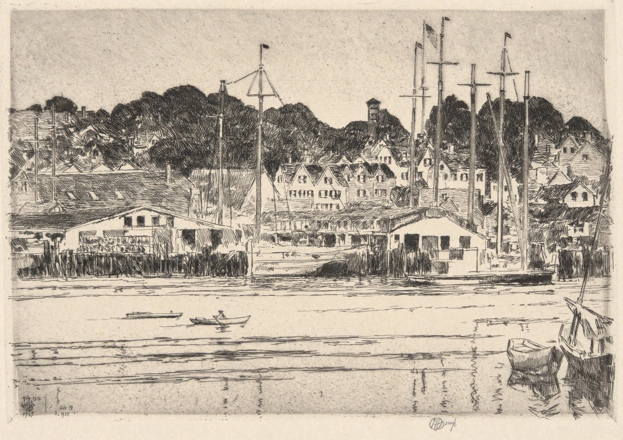 Gloucester, Binnenhaven, 1919 door Childe Hassam