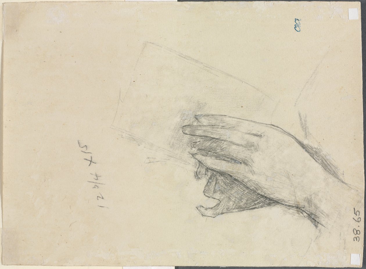 Handen die een boek vasthouden verso, 1889. door Childe Hassam