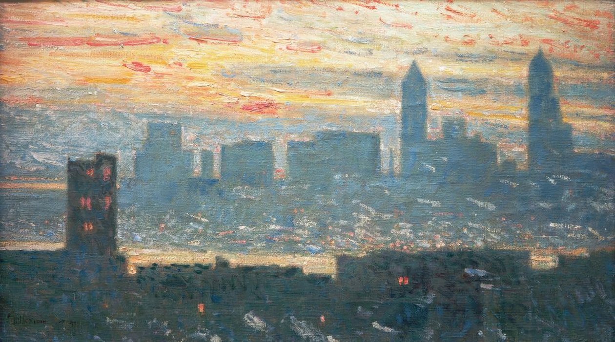 Zonsondergang in Manhattan door Childe Hassam