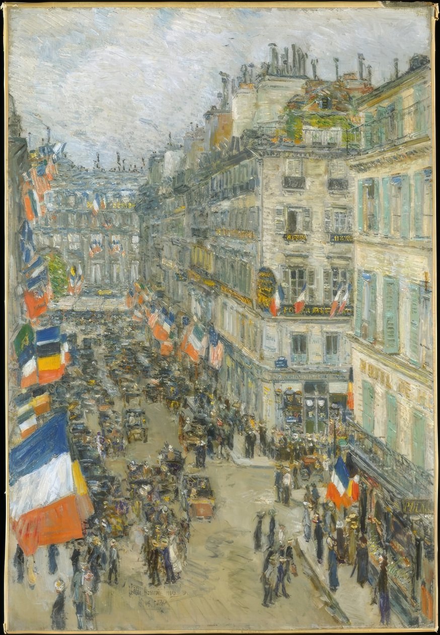 Veertiende juli, Rue Daunou, 1910 door Childe Hassam