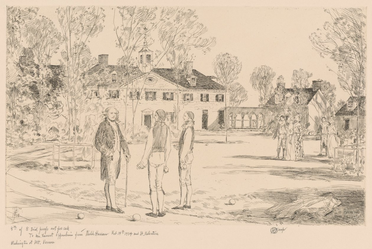 Washington in Mt. Vernon door Childe Hassam