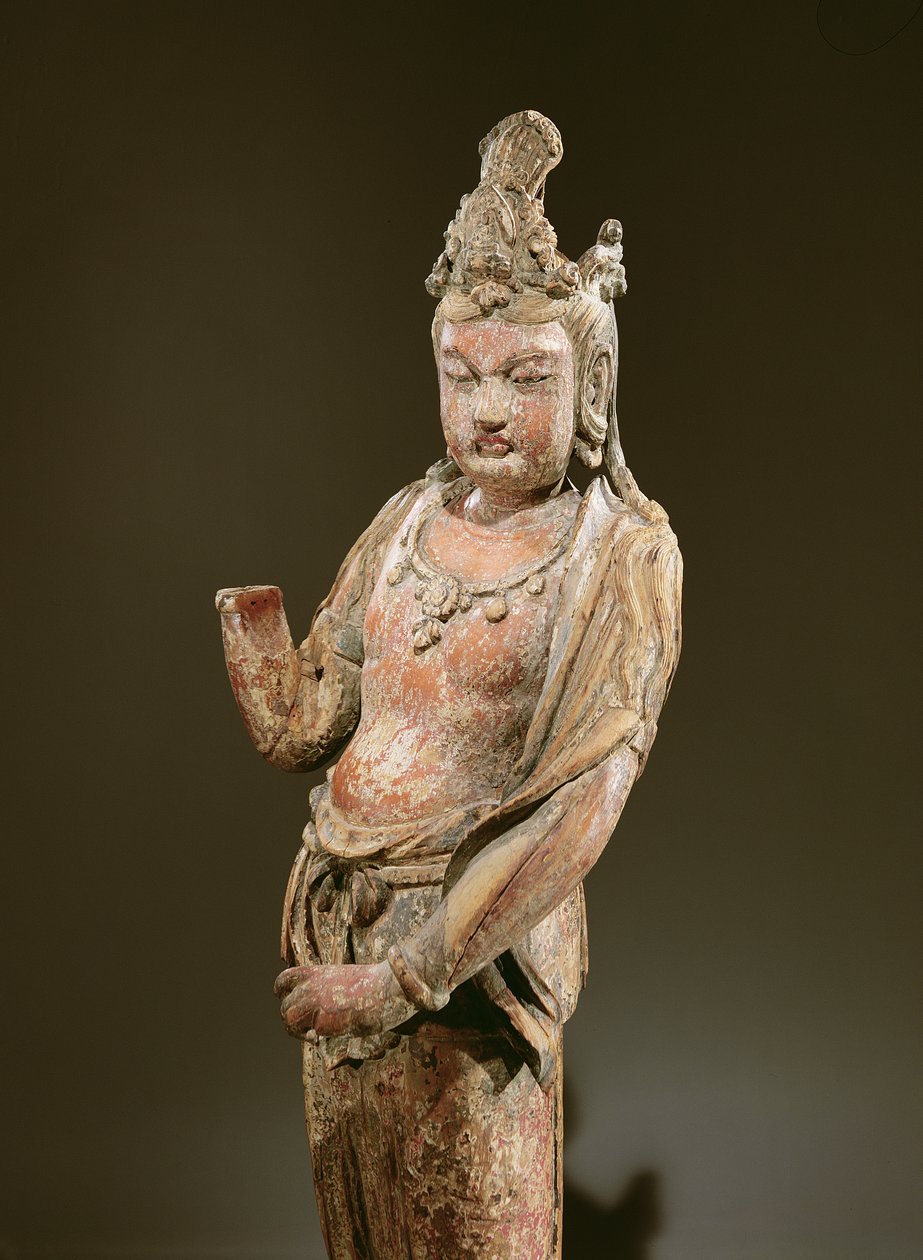 Staande Kuan-yin, Yuan-dynastie, 1282 (detail) door Chinese School