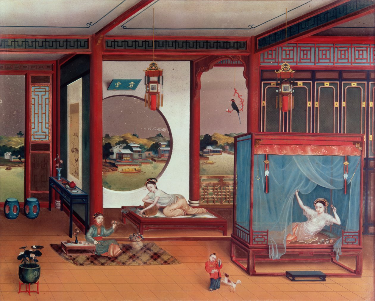 Scène van een interieur door Chinese School