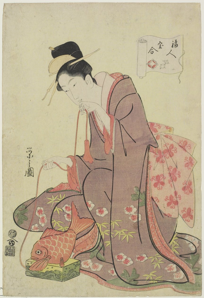 Ebisu God (De God van Rijkdom), 1794 door Chobunsai Eishi