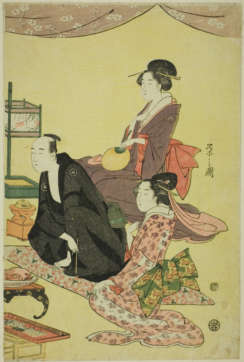 Een banketscène door Chobunsai Eishi