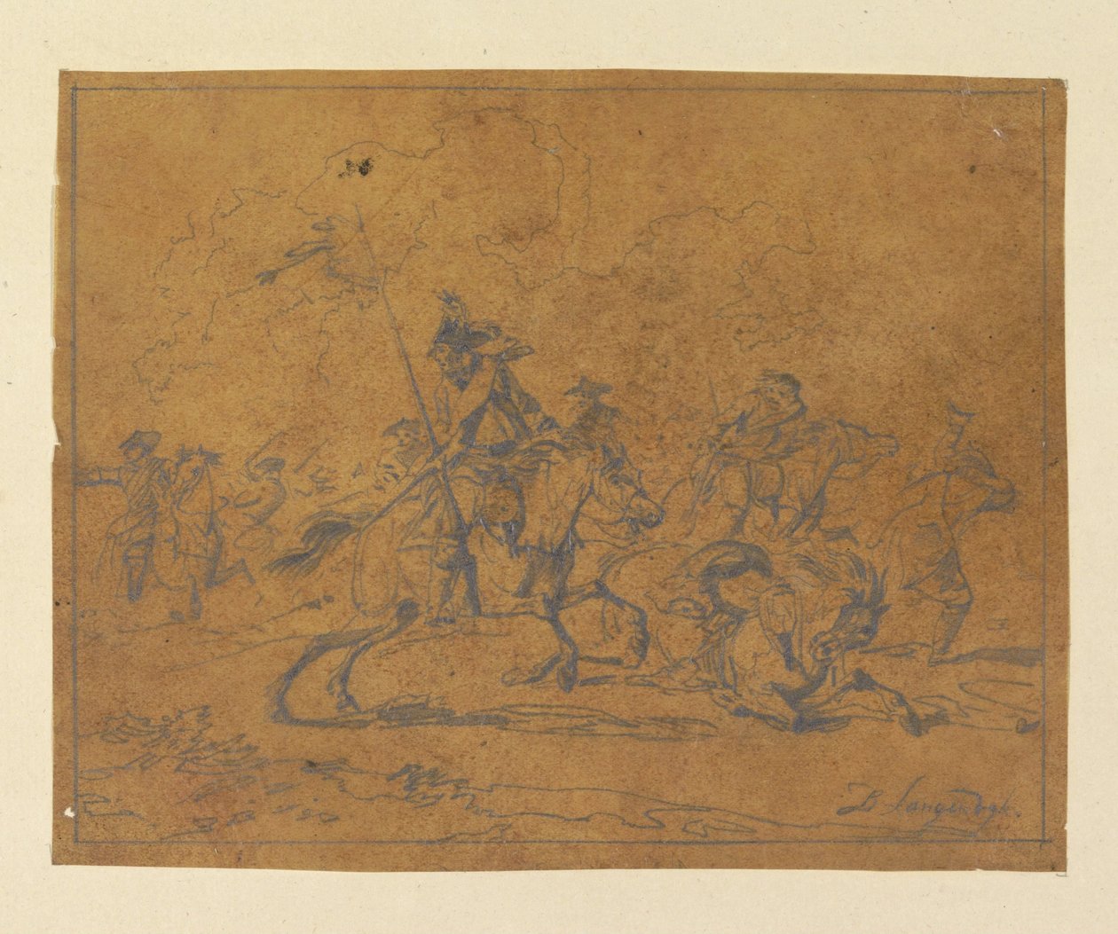 Vluchtende ruiters door Christiaan Josi (possibly)