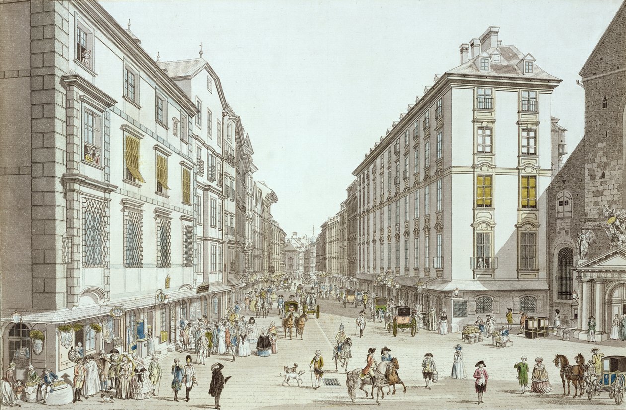 Uitzicht op Kohlmarkt, 1786 door Christian Georg II Schutz or Schuz