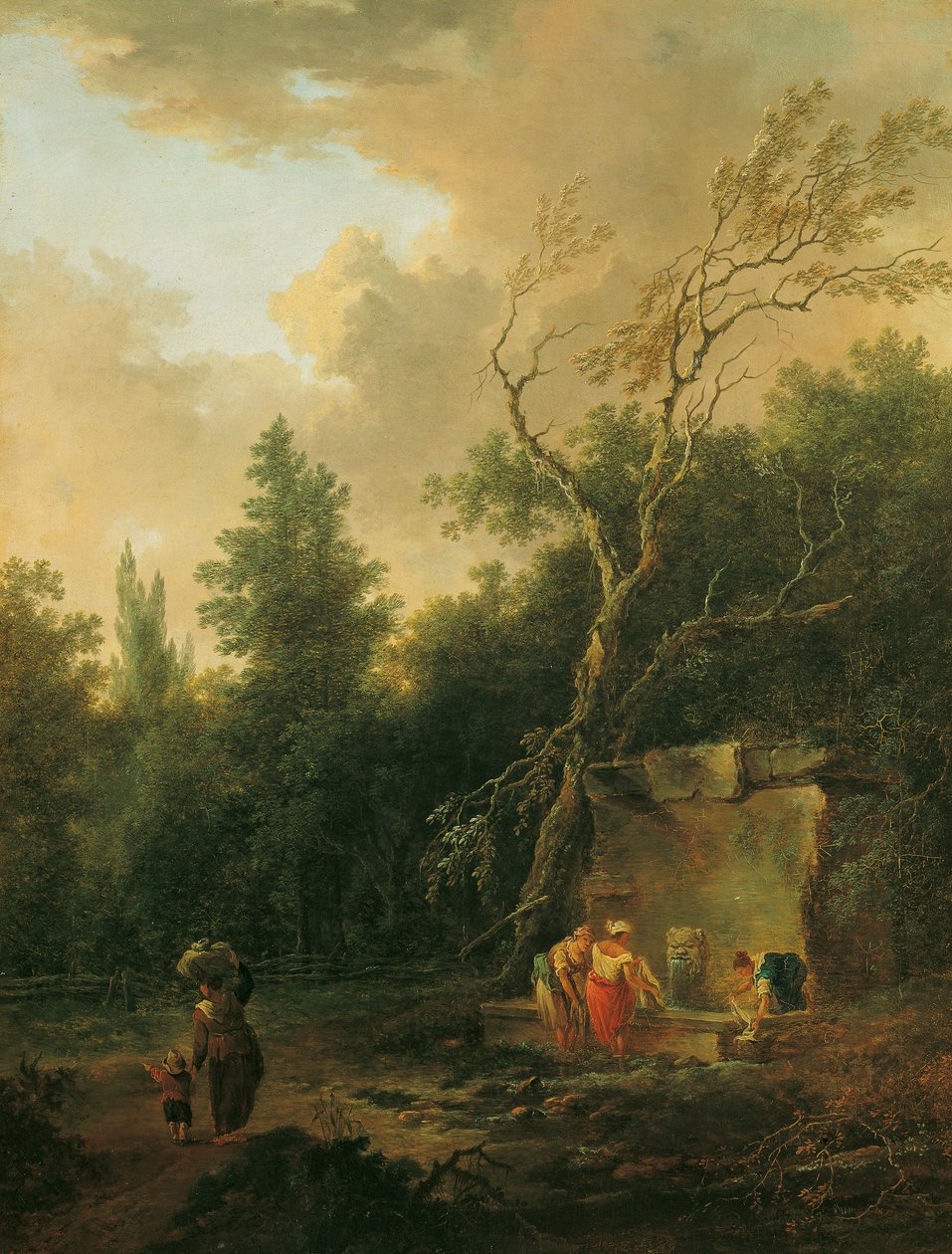 Boomlandschap met fontein door Christian Hilfgott Brand