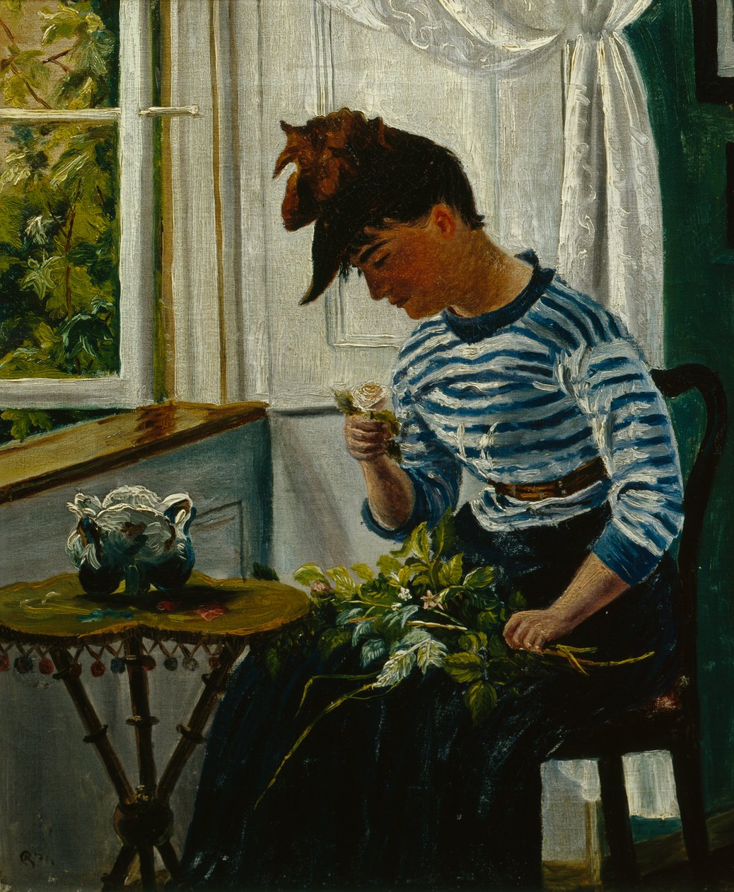 Meisje met bloemen door Christian Krohg
