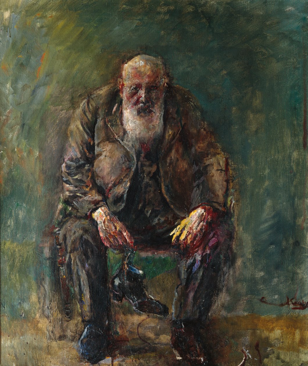 Zelfportret met laarzen, ca. 1920 door Christian Krohg