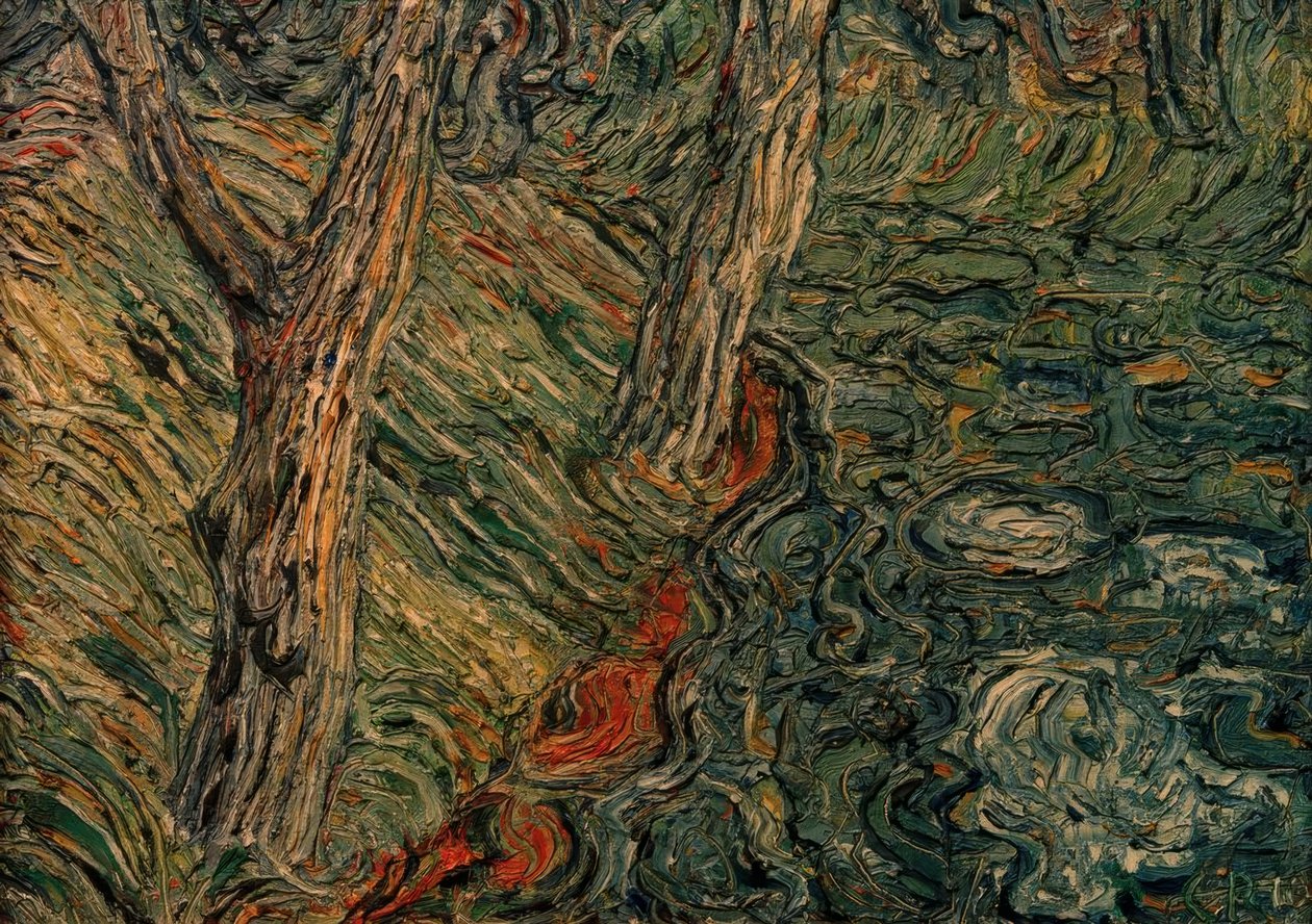 Bomen aan de rivier door Christian Rohlfs