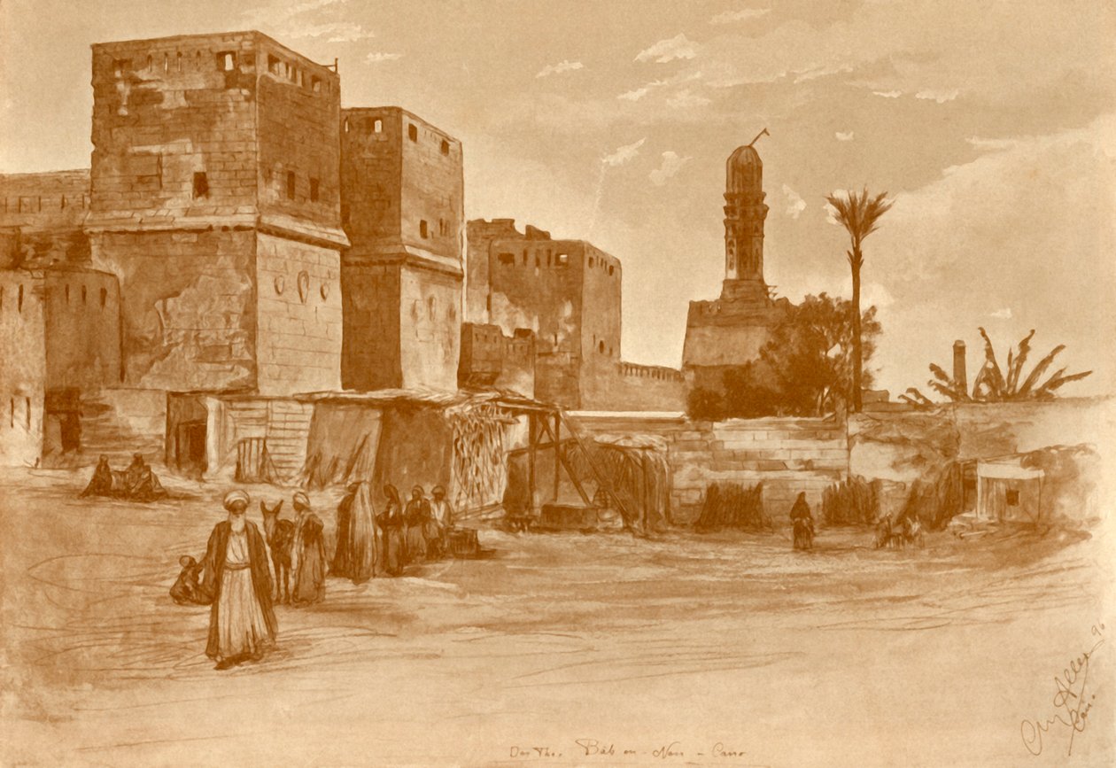 Bab al-Nasr poort in Caïro, 1898 door Christian Wilhelm Allers