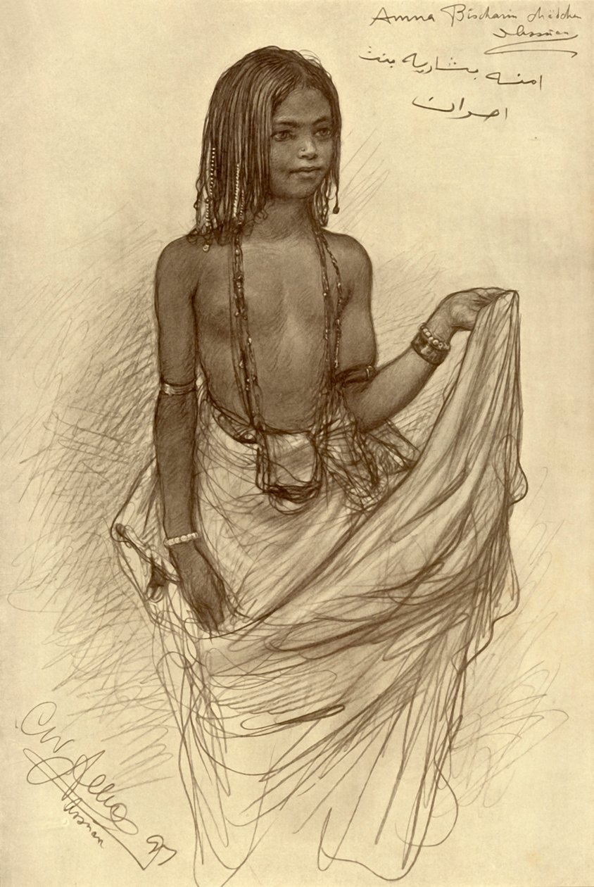 Bishari meisje, Aswan, Egypte door Christian Wilhelm Allers