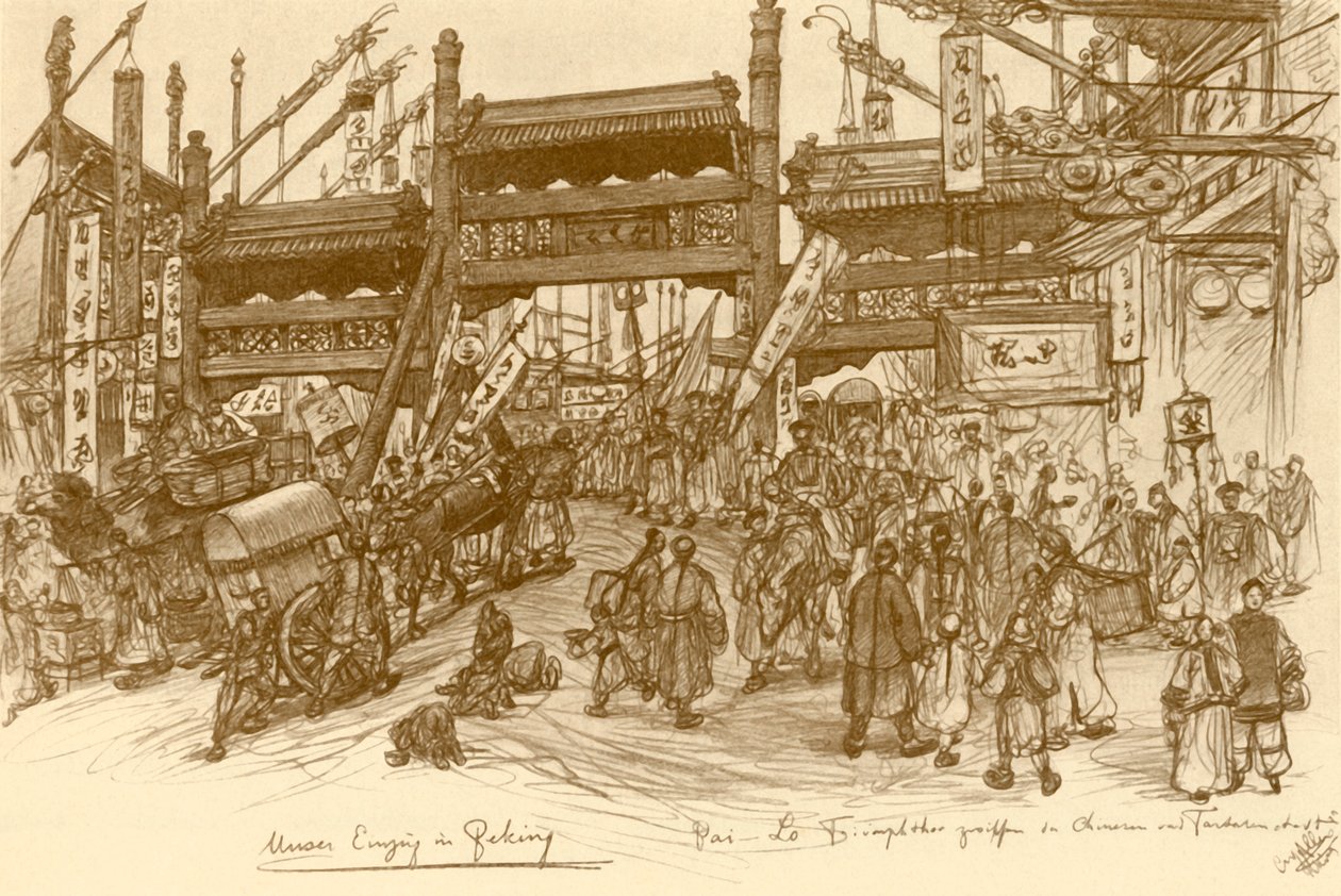 Poorten in Peking, China, 1898 door Christian Wilhelm Allers