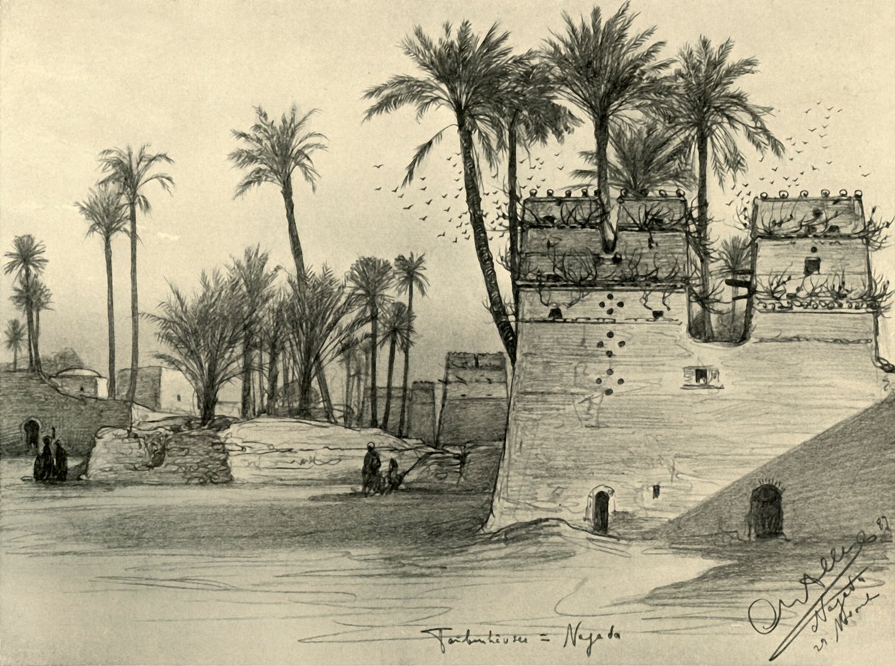 Huizen in Nagada, Egypte door Christian Wilhelm Allers