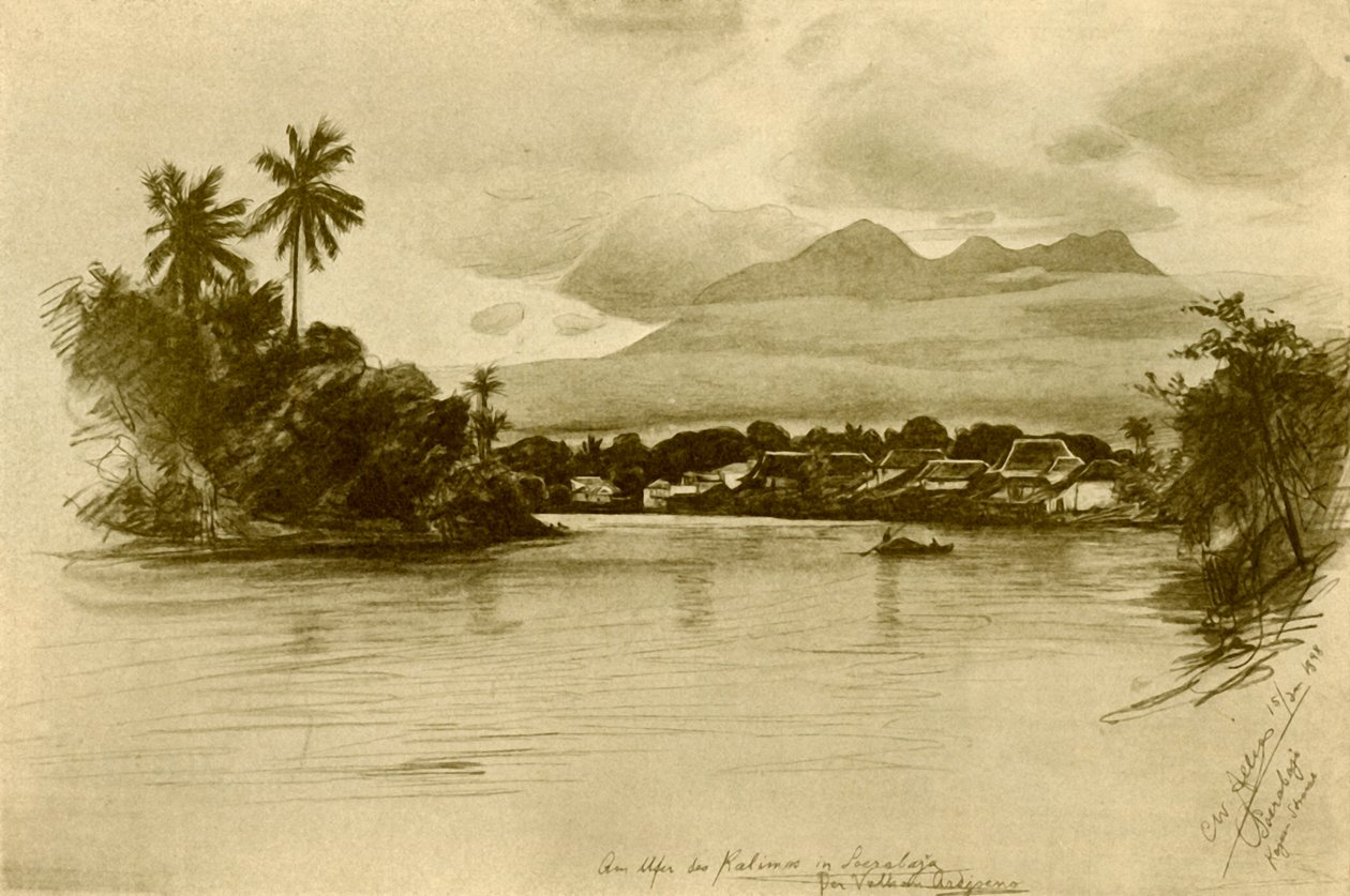 Kali Mas Rivier, Surabaya, Java, 1898 door Christian Wilhelm Allers