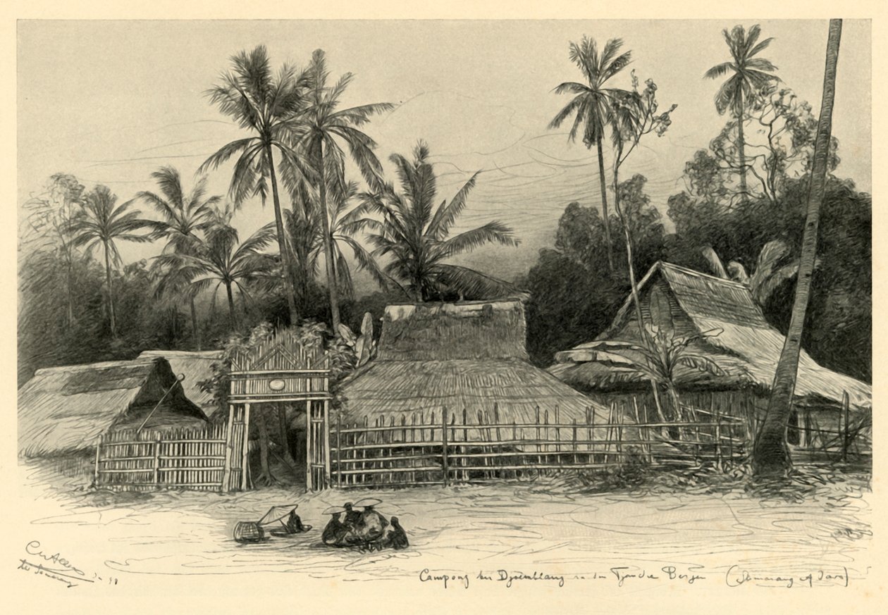 Kampong bij Jomblang, Semarang, Java, 1898 door Christian Wilhelm Allers