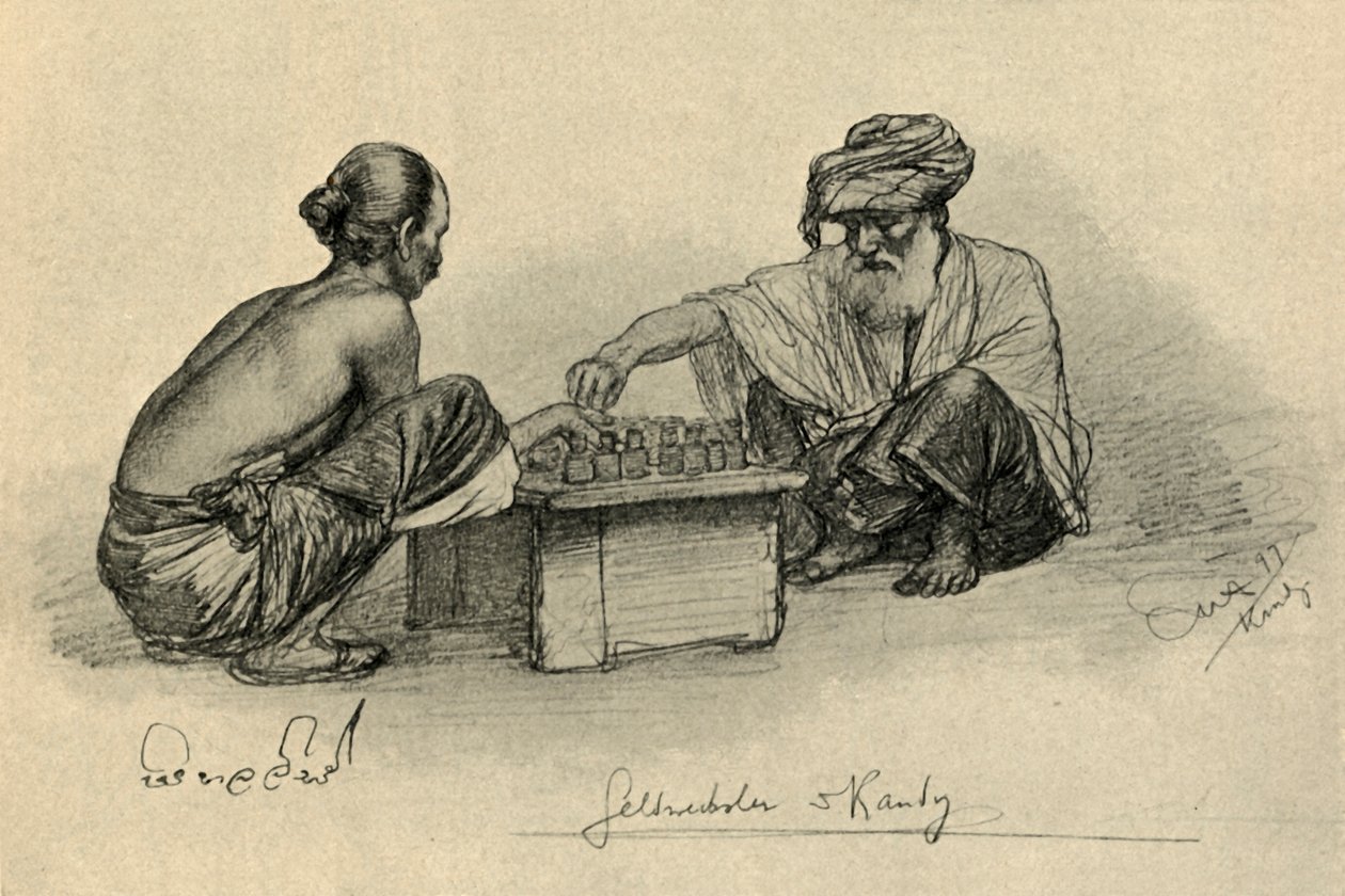 Geldschieter, Kandy, Ceylon door Christian Wilhelm Allers