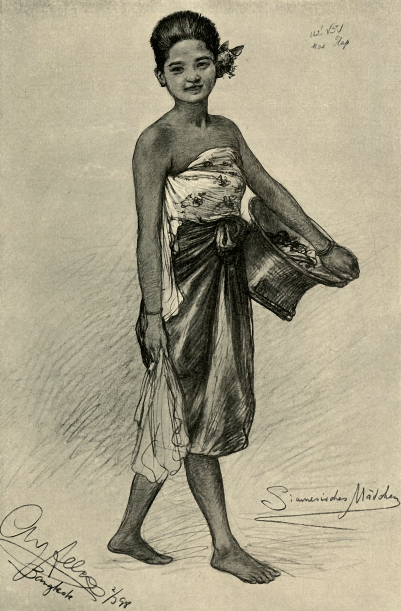 Siamese meisje, Bangkok, 1898 door Christian Wilhelm Allers