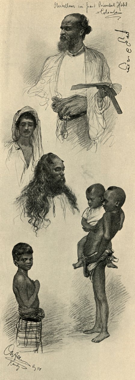 Studies van mensen, Ceylon door Christian Wilhelm Allers