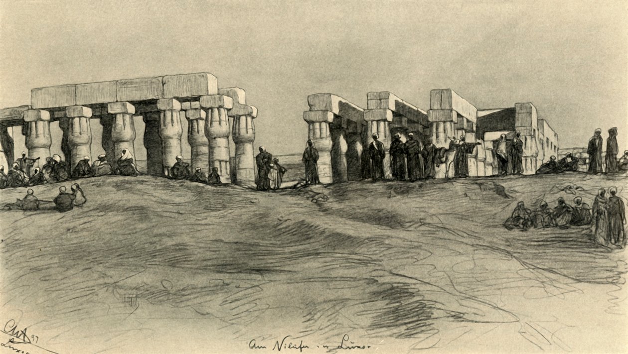 Tempelruïnes, Luxor, Egypte, 1898 door Christian Wilhelm Allers