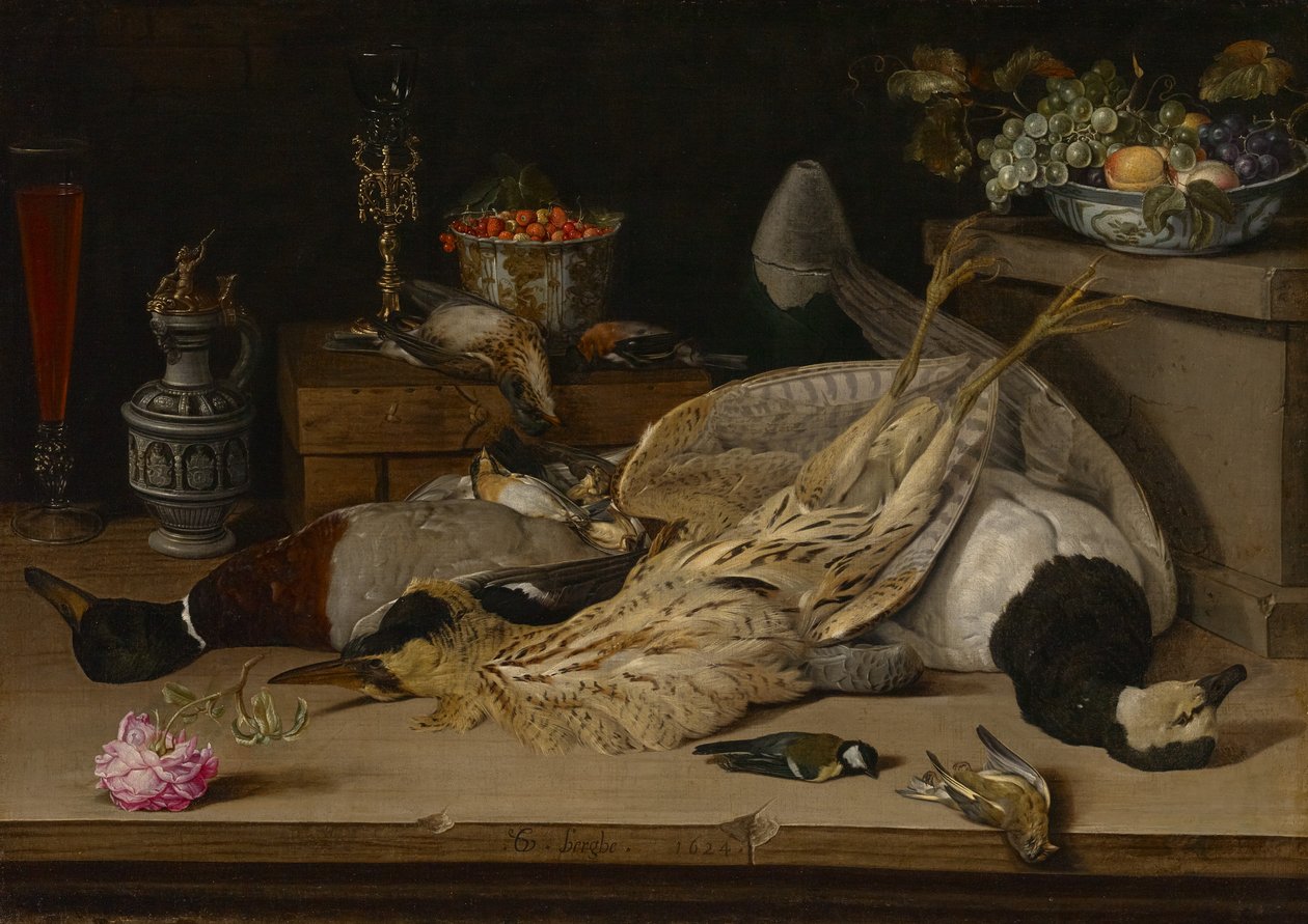 Stilleven met dode vogels door Christoffel van den Berghe