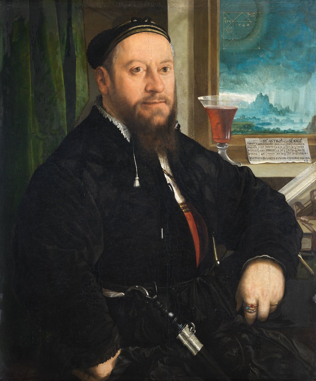 Portret van Matthäus Schwarz door Christoph Amberger
