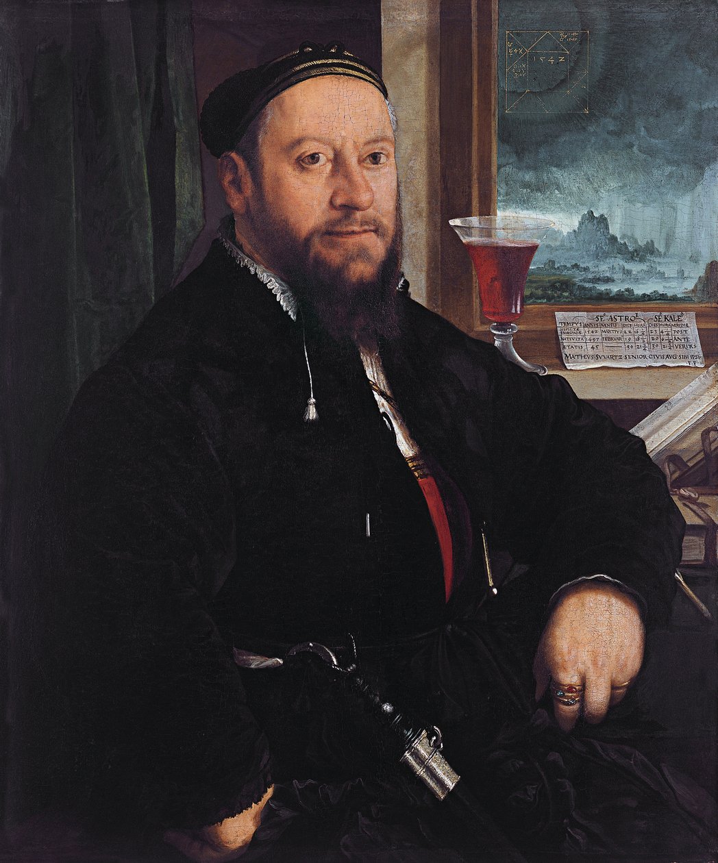 Portret van Matthäus Schwarz door Christoph Amberger