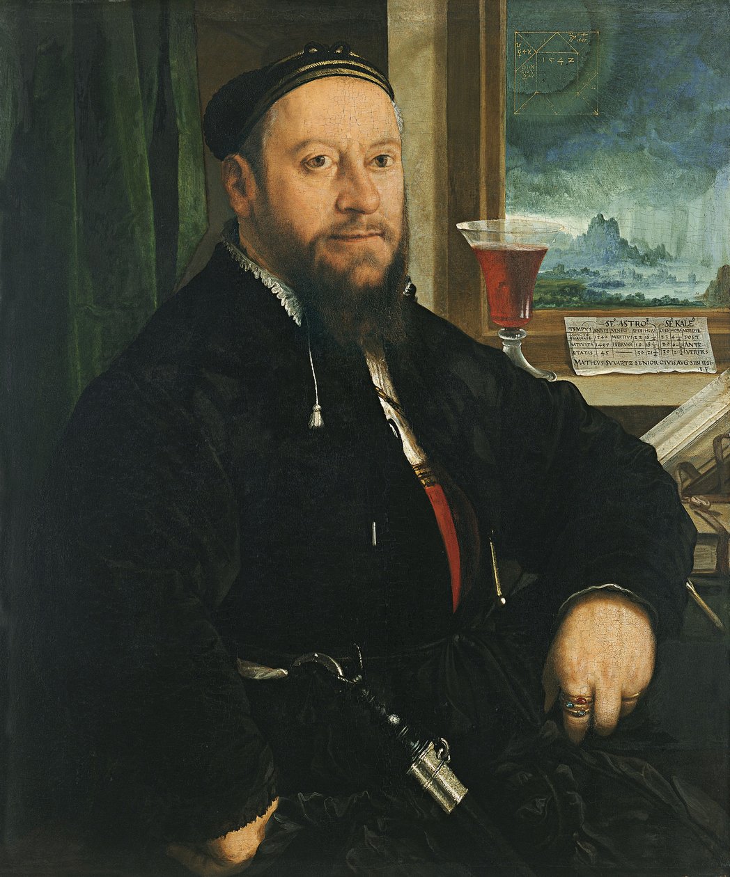 Portret van Matthäus Schwarz door Christoph Amberger