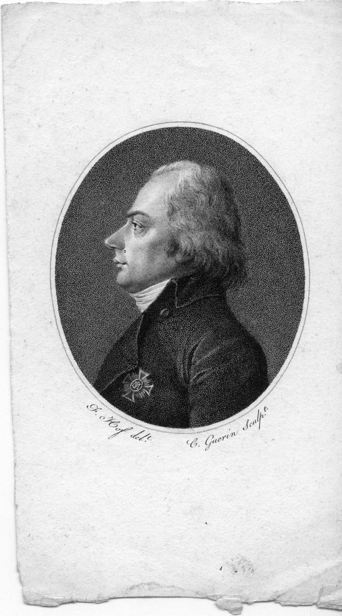 gegraveerd portret door Gabriel Christophe Guerin