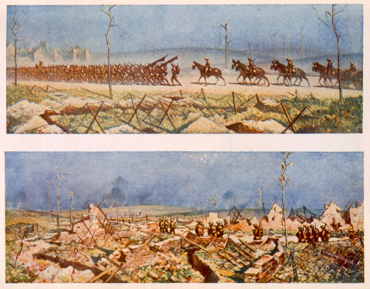 De wegen van Frankrijk, C en D, uit Britse kunstenaars aan het front, voortzetting van het westelijk front, 1917 door Christopher Richard Wynne Nevinson