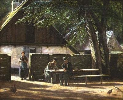 Buiten een herberg door Christopher Monies