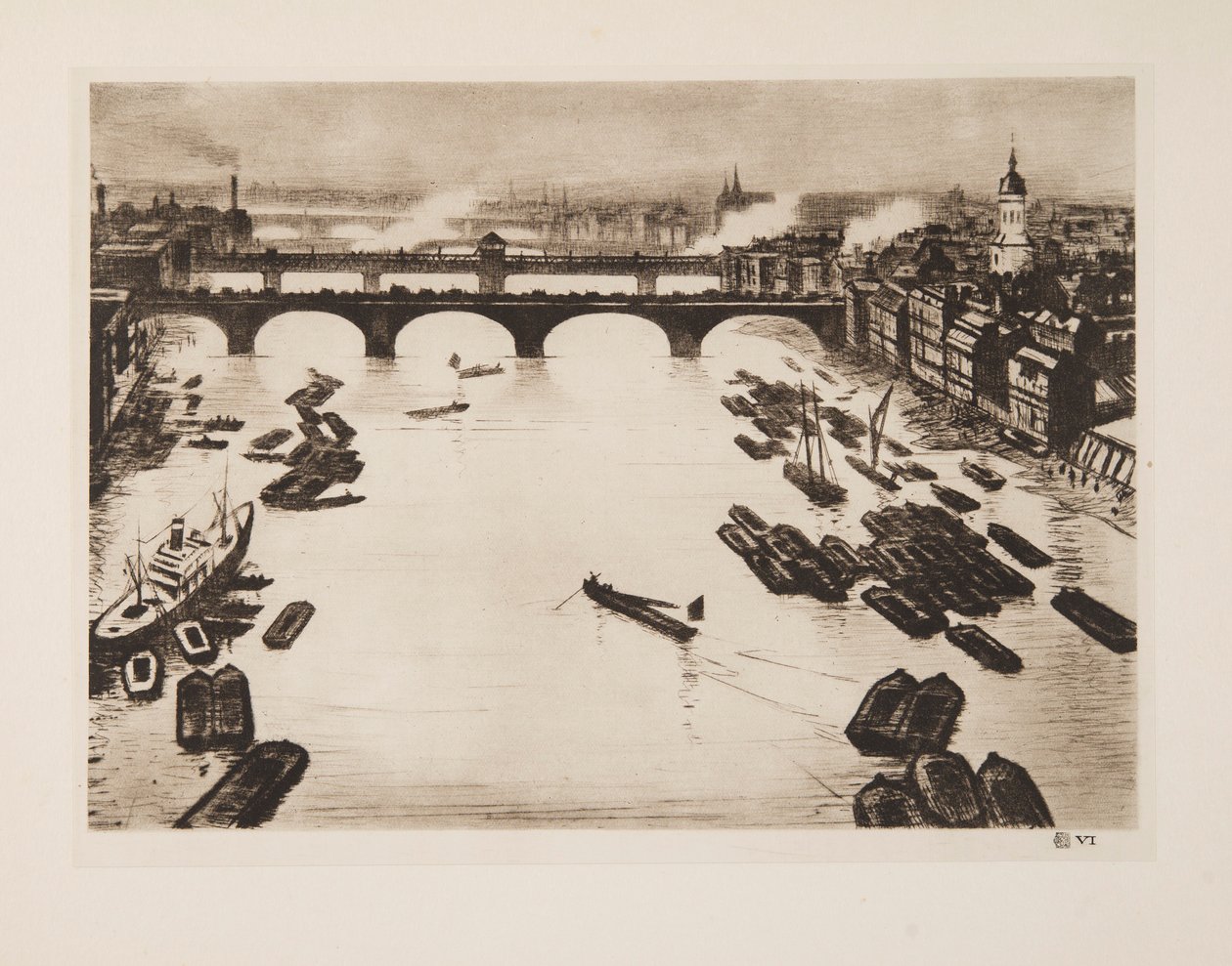 Londense bruggen, pub. 1924 door Christopher Richard Wynne Nevinson
