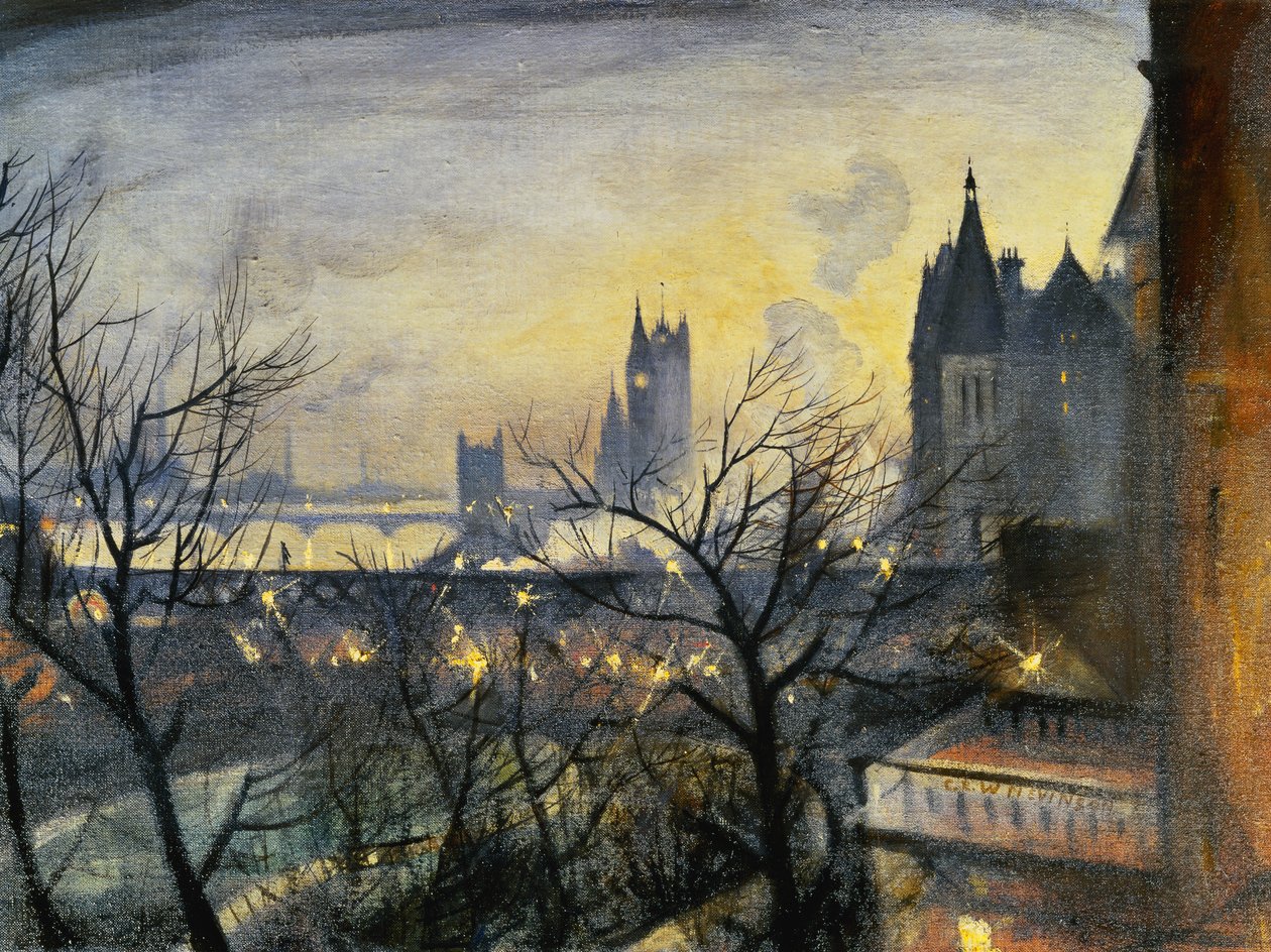Londen schemering vanaf de Adelphi door Christopher Richard Wynne Nevinson