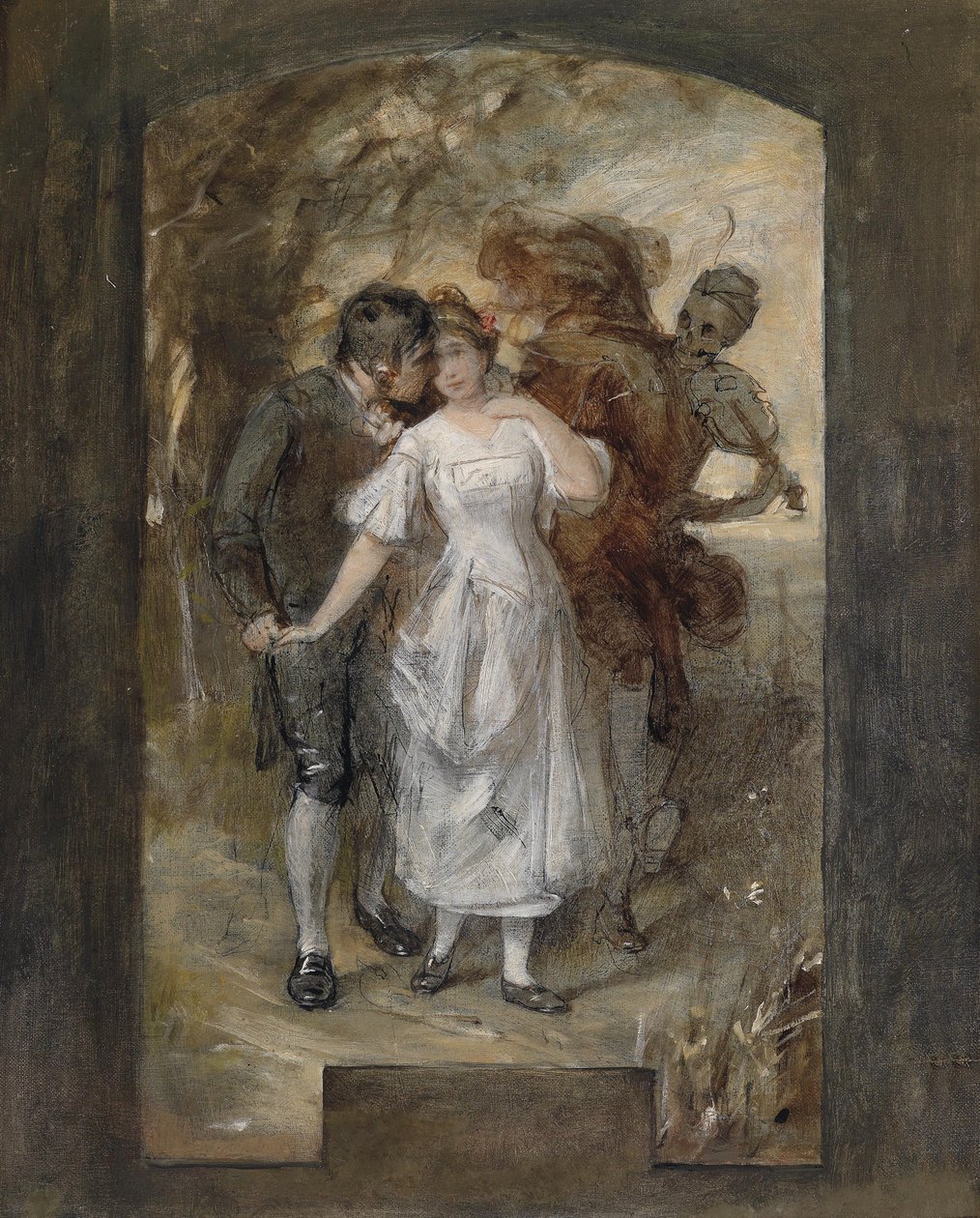 Jong paar en de dood door Circle of Hans Makart