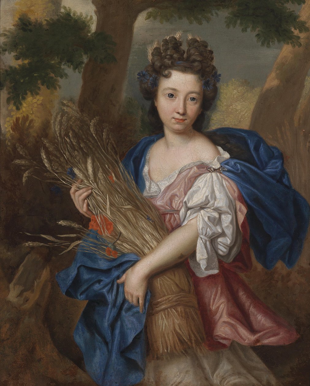 Portret van een onbekende vrouw afgebeeld als Ceres door Circle of Pierre Mignard