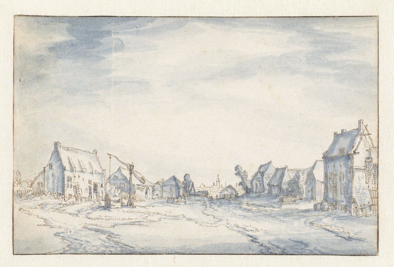 Dorpsgezicht door Claes Jansz. Visscher (II) (attributed to)