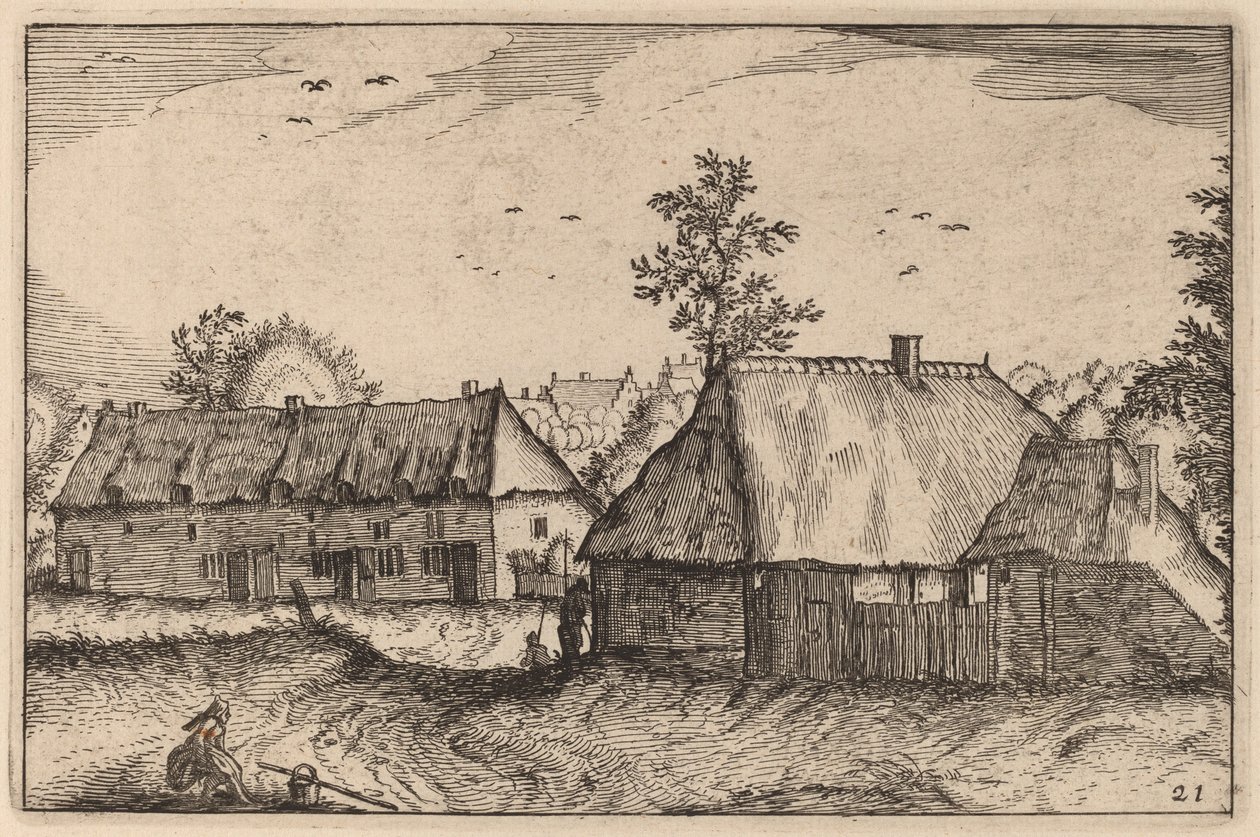 Grote Schuren door Claes Jansz Visscher after Johannes van Doetechum, the Elder after Lucas